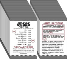 200 Gospel Tracts Salvation Cards - KJV Jesus Paid It All picture