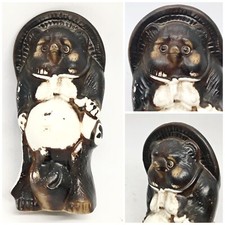Japanese Tanuki Pottery Raccoon Netsuke Miniature DollHouse Figurine Lucky T27 picture