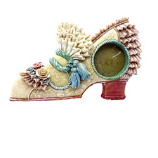 Vintage Victorian Shoe 3D Picture Frame Detailed Flowers Tassels 6.5