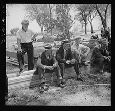 Photo:Galena Kansas 1936 Unemployed Miners FSA Men Sitting Outdoors picture