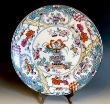 Antique Staffordshire Polychrome Black Transferware Plate Hand Painted England picture