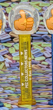 PEZ Thumbs up Emoji dispenser w/YELLOW crystal as seen in PEZ Collectors News picture