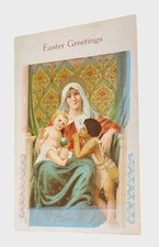 Antique 1910 Easter Greetings Postcard w Madonna & Child Religious Illustration picture