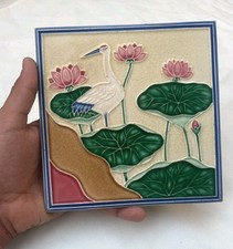 RARE VINTAGE CERAMIC BIRD SWAN TILE M.S TILE WORKS MADE IN JAPAN COLLECTABLE  picture
