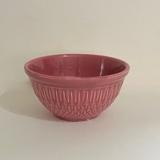 Vintage A.E. HULL Pottery Company Pink Kitchen Bowl Nesting Glossy Diamond picture