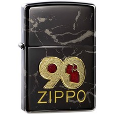 Zippo Windproof Lighter 90th Anniversary Design High Polish Black Finish 49864 picture