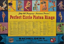 Vintage 1930s Earl Moran Pin-Up Poster Perfect Circle Piston Rings 24x35 picture