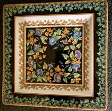 Versace Rosenthal Gold Ivy Large Square Tray Plate Bowl - 8 5/8