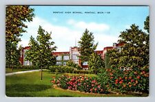Pontiac MI-Michigan, Pontiac High School, Antique Vintage Souvenir Postcard picture