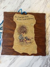 Vtg 70s Friendship Kitty Cat Wall Plaque You Can’t Be Poor If You Have A Friend picture