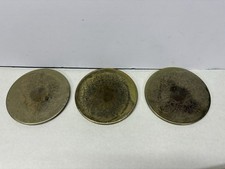 3 Vtg Coasters Gold Plated Metal Beverage Cocktail  Barware Vintage MCM Metallic picture