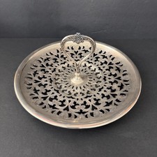 Vintage Viking Silverplate Pierced Serving Dish, Heart Handle picture