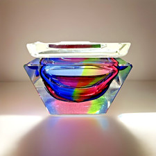 Murano Style Art Glass Trinket Bowl Vintage picture