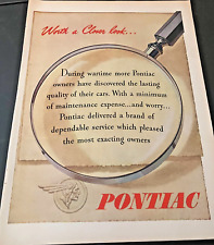 1945 Pontiac During World War 2 - Vintage Print Ad / Wall Art - GREAT CONDITION picture