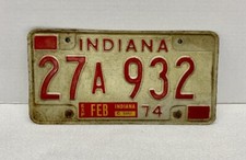 Indiana 1974 Grant County License Plate # 27A 932 picture