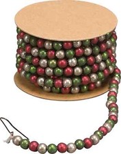 Vintage Style Red Green Silver Beaded Garland 72