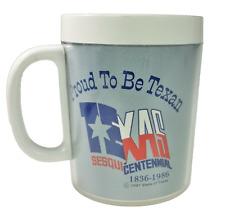 Vtg 80s Proud to be Texan Sesquicentennial 1936-1986 Plastic Thermal Cup Mug picture