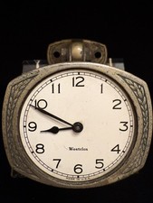 VINTAGE WESTCLOX CAR DASHBOARD MOUNT CLOCK ART DECO-FORD/CADILLAC/CHRYSLER-WORKS picture