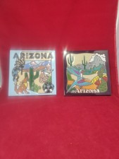 2 Vintage Arazona Tile Trivets Earthtones  Masterworks Humming Bird Desert Motif picture
