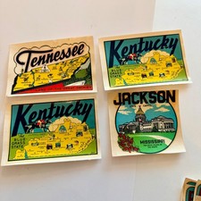 Vintage Mid-Century Travel Souvenir Water Slide Decals Lot of 19 picture