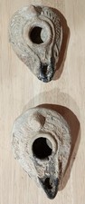 Ancient Roman Greco-Hellenistic Gray Terracotta Oil Lamp Clay Artifact picture