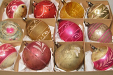 Lot Antique VTG 1900s Glass Pictured Indent BALL DROP Christmas Ornament Germany picture