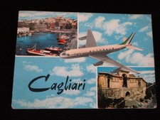 ALITALIA Italian Airlines DC-8 CAGLIARI Airplane Vintage Aviation Postcard picture