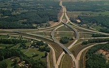 JFK I95 INTERCHANGE arial postcard CLOVERLEAF highway divided back T297 highway picture
