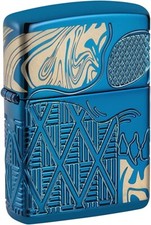 Zippo Armor High Polish Blue Skull Design 49705 picture