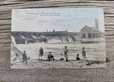 RPPC Lansing Michigan Postcard ~ Grand River Moores Park Dam Scene  picture