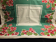 FANTASTIC VINTAGE RECTANGULAR GERANIUM TABLECLOTH picture