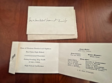 FREE SHIP 1918 Eau Claire HS Wisconsin Senior Commencement Announcement picture