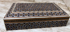 Vintage Persian Style Khatam Kari Micro Mosaic Inlaid Wood Box picture