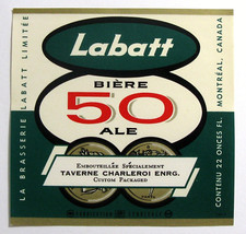 Brasserie Labatt LABATT 50 TAVERNE CHARLEROI ENRG.  beer label CANADA 22oz picture
