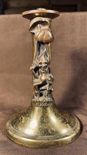 Antique C. 1890s English Dartmoor Pixie Brass Candleholder Candlestick Brass picture