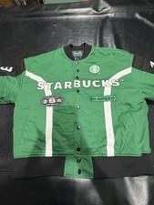 Starbucks Green/Black Snap-Front Racing Style Jacket Hi-Speed 1971 Logo xl picture