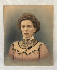 Vintage Large Edwardian Cabinet Card Colorized Photograph 14x17in picture