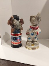 2 VINTAGE 1968,1976 CERAMIC JIM BEAM TROPHYS REPUBLICAN DECANTER picture