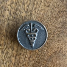 WWI Era US Army Medical Corps Collar Disc Insignia Caduceus snakes Screw back picture