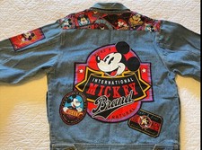 Vintage Disney Mickey Patch Denim Jacket - International Mickey Brand Great Cond picture