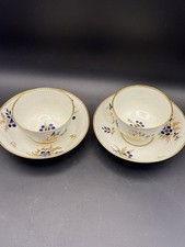 2 Worcester China First Period Dr Wall Tea Bowl & Saucer Under Cup Ca. 1775-1785 picture