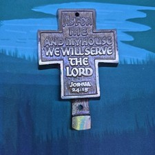 Vintage Terra Sancta Guild Bronze Cross Door Knocker Joshua 24 15 Israel Wall picture