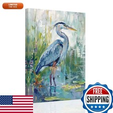 SWQYLB Blue Heron Pictures Wall Art Sea Bird Canvas Print Beach Animal Painting picture