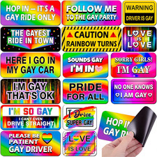 Rainbow Pride Magnets 16pc Bulk Car Bumper Truck Fridge Cruise Decoration Gift picture
