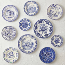 Vintage Blue and White Holland Wall Sculpture Plates Set - 10 Pcs Retro Decor picture
