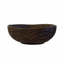 Vintage Haida Northwest Native American Carved Cedar Wood Bowl picture