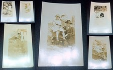 Antique AZO RPPC Real Photo Postcards Lot 6 Children Family c1910s-20s Photos picture