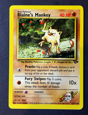 Pokémon Blaine's Mankey 63/132 Gym Heroes 1st Edition 2000 English Card picture