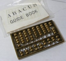 Vintage Miniature Brass ABACUS Small MINI Pocket SIZE for CALCULATING Guide Book picture