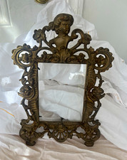 Antique Victorian Cast Brass Picture Frame Ornate Rococo Cherub  picture